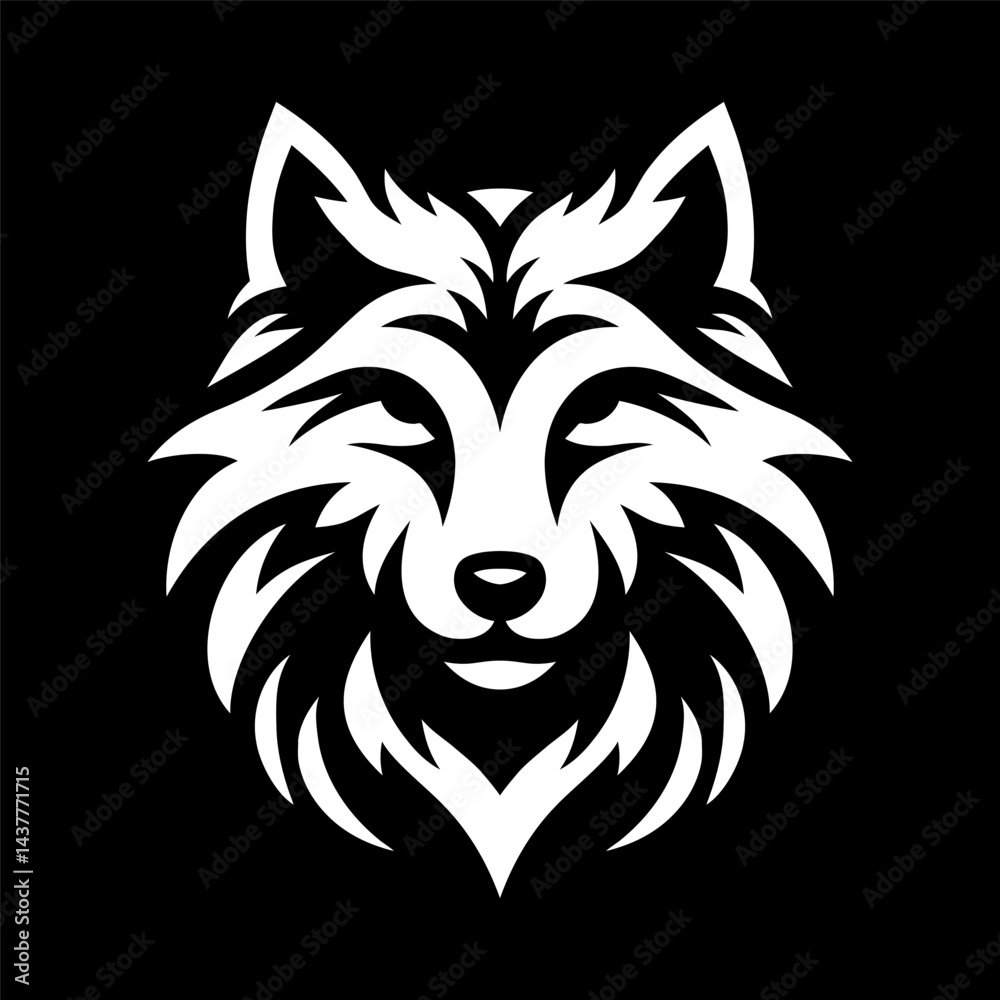 Fototapeta premium Wolf Head Logo Rune Symbol