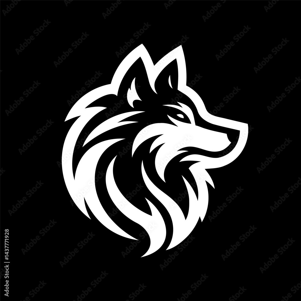 Fototapeta premium Wolf Head Logo Tribal Mask