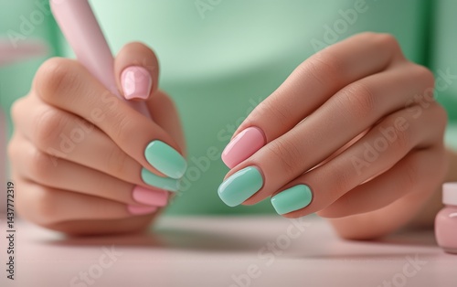 Wallpaper Mural Exquisite Pastel Nail Art Design: A Stunning Display of Spring Colors Torontodigital.ca