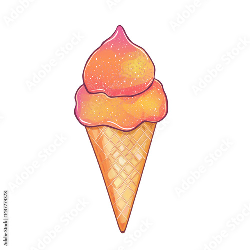 Refreshing summer ice cream bars with fruity flavors. Cute cartoon popsicles with fresh fruit toppings
