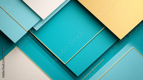 Teal Gold Geometric Abstract Background. (1)