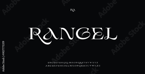 Rangel minimal modern alphabet fonts. Typography technology electronic digital music future creative font. vector illustration
