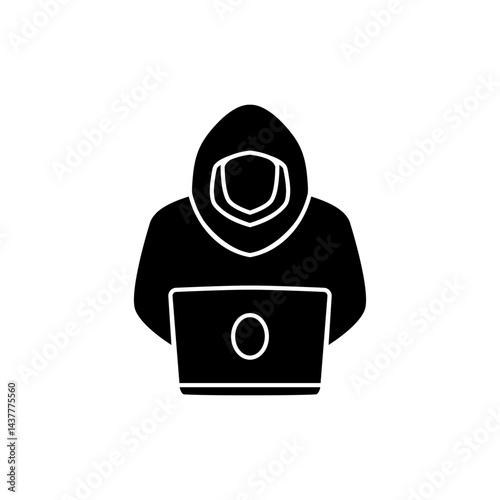 hacker icon, simple flat style, illustration, logo sign symbol pictogram template, for ui or ux isolated on white for mobile app, editable