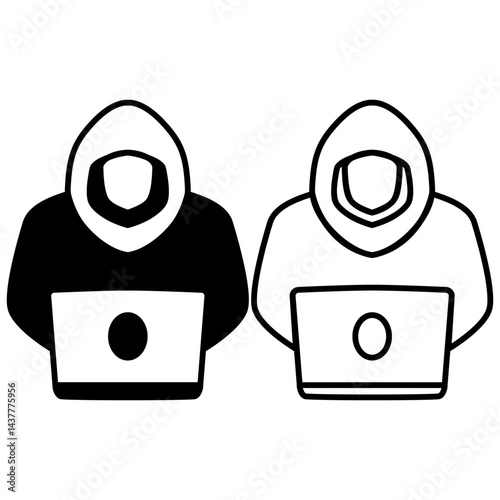 hacker icon, simple flat style, illustration, logo sign symbol pictogram template, for ui or ux isolated on white for mobile app, editable