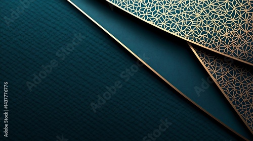 Teal Gold Geometric Abstract Background. (2)