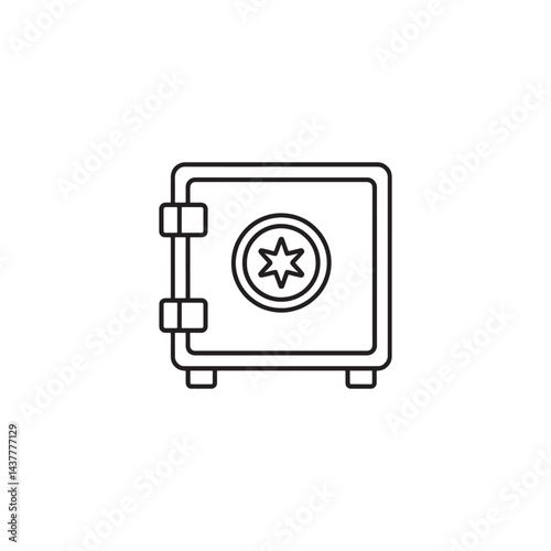 Secure Safe Box Icon Vector Representing Protection, Locking Mechanism, and Financial Security for Digital Artwork Editable Illustration Isolated on a White Background