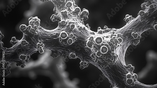 microscopic view of virus particles on a natural surface for medical research and microbiology studies