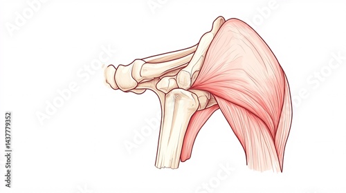anatomical illustration of shoulder muscles and bones for medical science and education