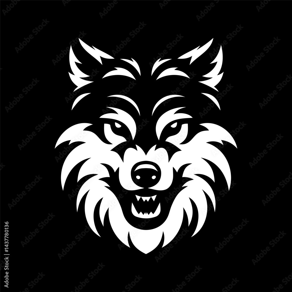 Fototapeta premium Wolf Head Logo Peak Frame