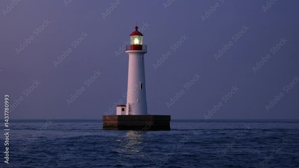 Stunning lighthouse stands on rocky shore Stunning lighthouse stands on rocky shore