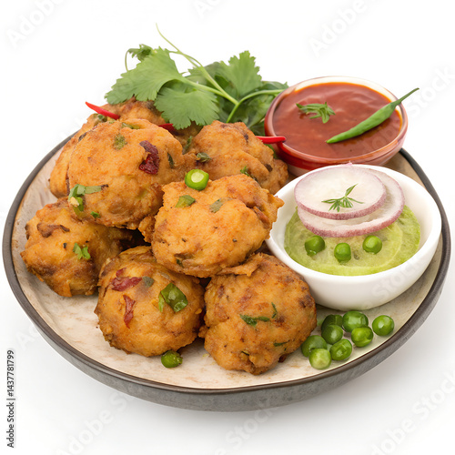 Crispy South Indian Masala Vada with Chutney and Garnish

 photo