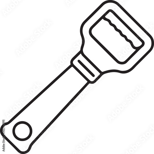 bottle opener line art, black outline, vector and illustration, coloring book page line art drawing