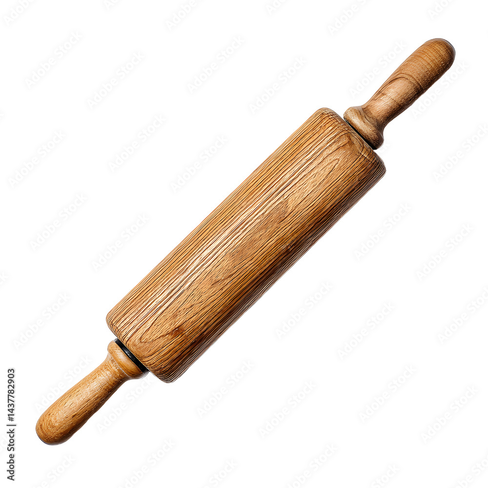 Wooden rolling pin with handles isolated on white background kitchen utensil. Wooden rolling pin with handles isolated on white background kitchen utensil.