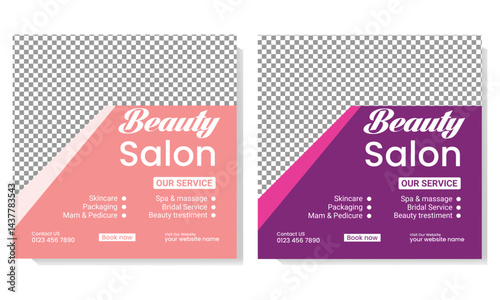 Beauty spa salon social media posts banner and Instagram post template design