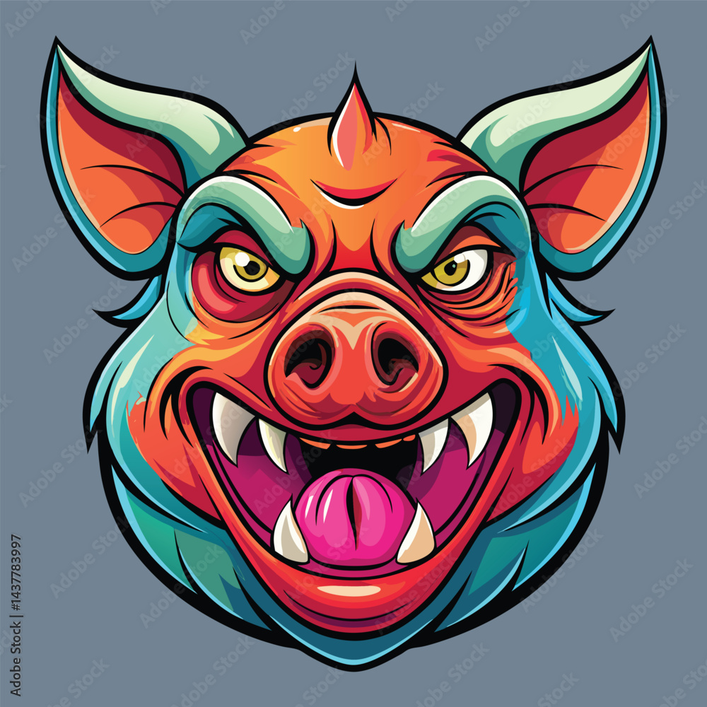 Fototapeta premium Angry pig head graphic design