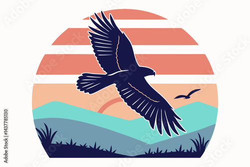 Elegant Falcon Silhouette Against A Sunset Gradient