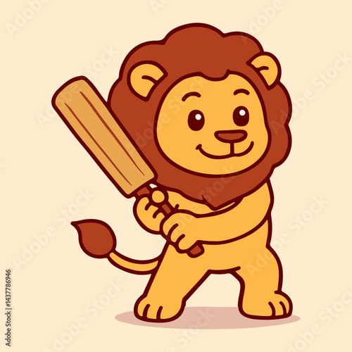 vector cartoon of cute chibi lion sport mascot