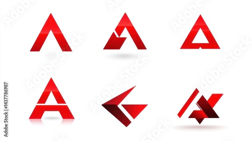 Six red triangle designs on a white background. Possible use graphic design Free Download Six red triangle designs on a white background. Possible use graphic design - GFXLoad