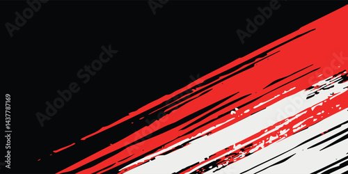 Aged gunge texture. Scratched black structure with red brush decorative illustration. Hand-drawn painted abstract background vector eps10