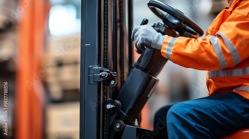 Warehouse Worker Operating a Forklift