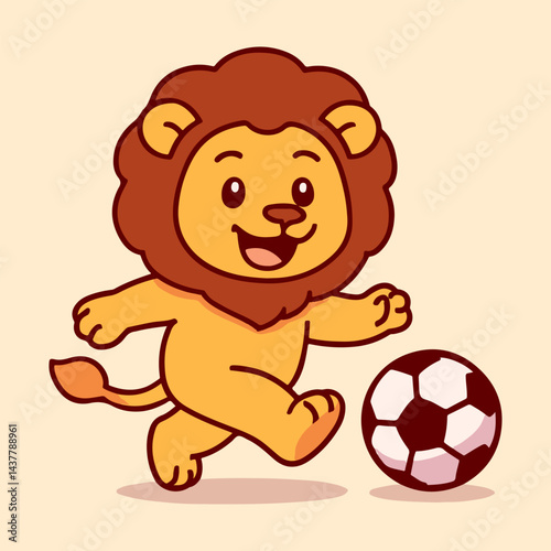 vector cartoon of cute chibi lion sport mascot