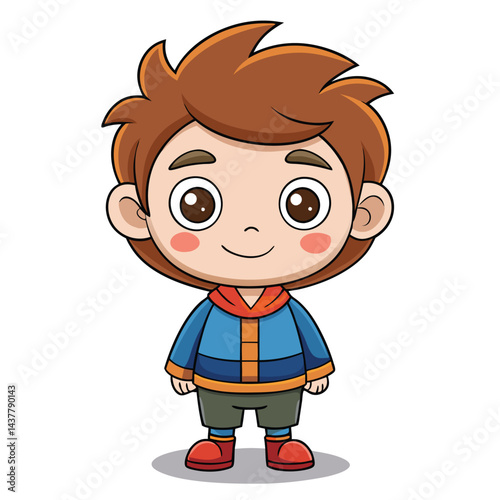 Cute cartoon boy with a happy expression