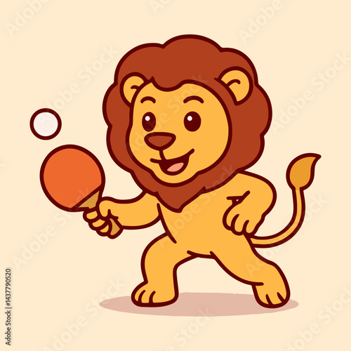 vector cartoon of cute chibi lion sport mascot