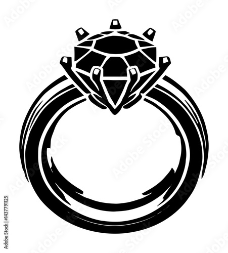 diamond engagement ring elegant jewelry silhouette isolated on white background