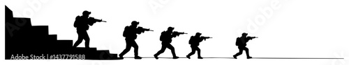 soldiers silhouette formation military vector illustration