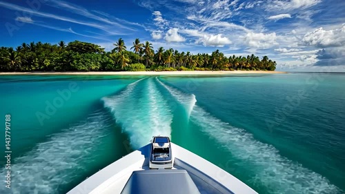 Exploring serene turquoise waters and unspoiled tropical shores in a colorful paradise getaway Generative AI