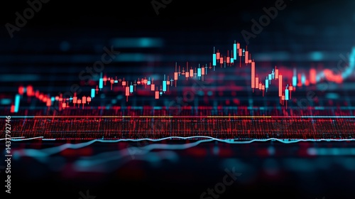 financial market data trend analysis with candlestick charts and digital trading visuals