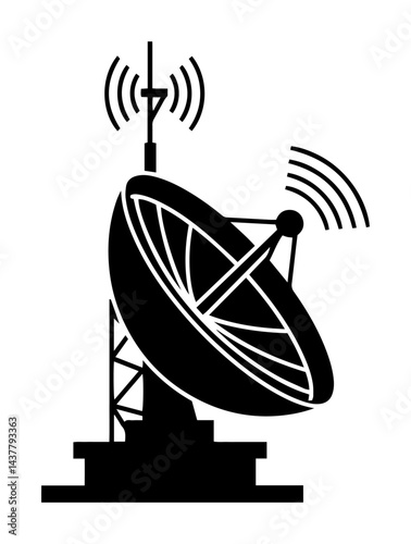satellite communication dish antenna elegant black vector silhouette