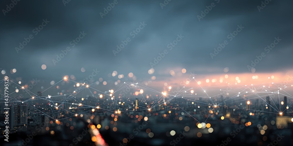 Fototapeta premium City at night, connected by light