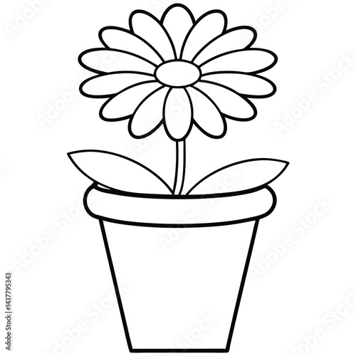 Minimalist Bloom A Single Line Flower in Pot