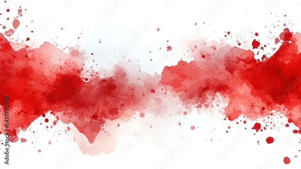 Red watercolor splash banner, white background, design element Red watercolor splash banner, white background, design element