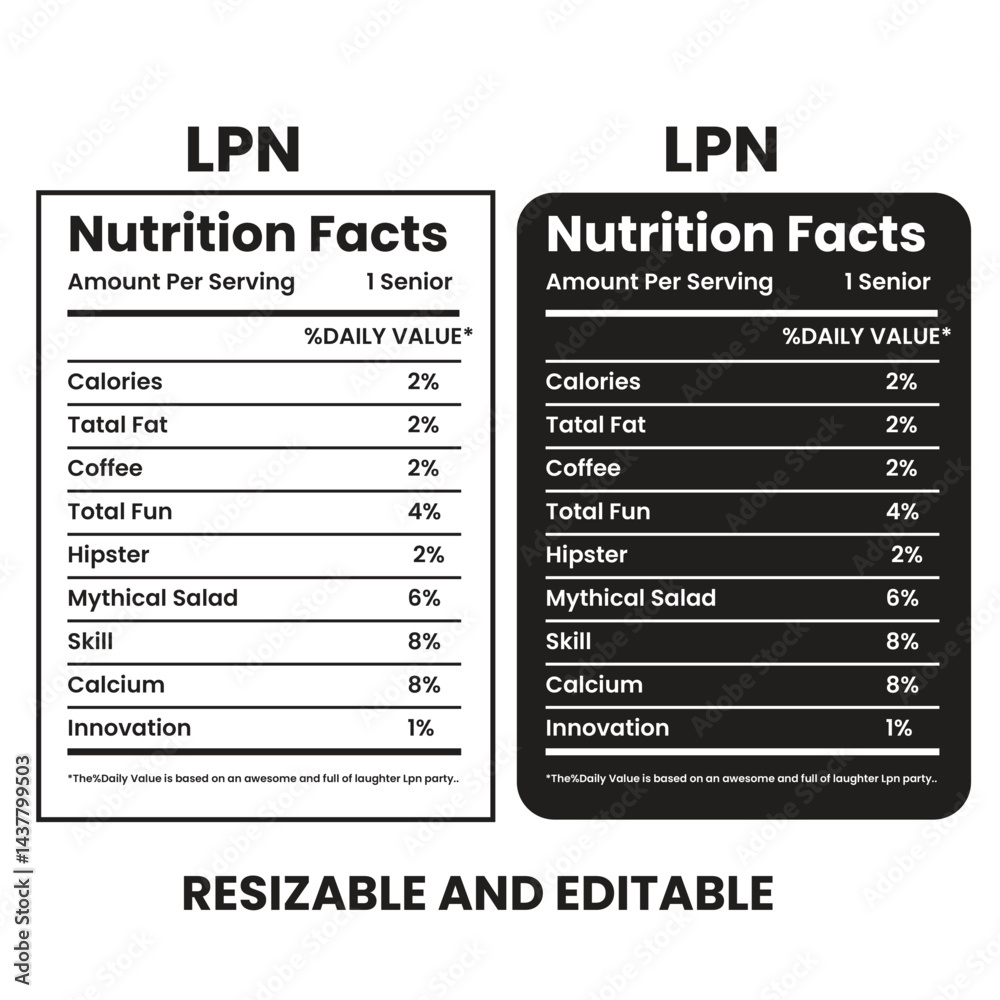 Obraz premium Nutrition Facts Label for LPN, nutrition Label,twisted tea nutrition facts,nutrition calculator, Nutrition Facts,nutrition Label,twisted tea nutrition facts,nutrition calculator,nutrition facts label,