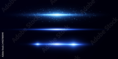 Magic lines of light, shining horizontal flashes of light. light effect. vector.