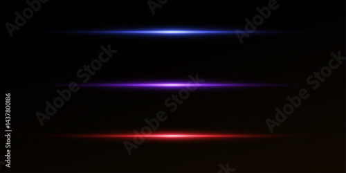 Magic lines of light, shining horizontal flashes of light. light effect. vector.