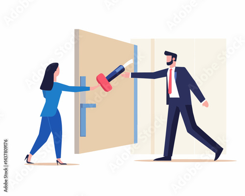 Boss Retaining Talent Through Incentives and Welfare Programs, Employee Loyalty and Retention, Reducing Resignation Rate, Flat Minimalist SVG Vector