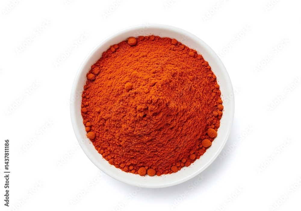 Chili powder in white bowl isolated on white background Chili powder in white bowl isolated on white background