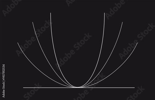 Mathematical Parabola Touching a Horizontal Line in a Minimalist Black-and-White Design