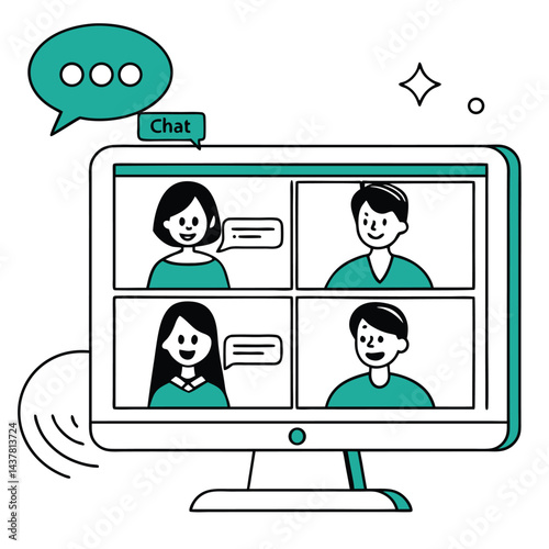 Online Video Conference Meeting with Four Participants