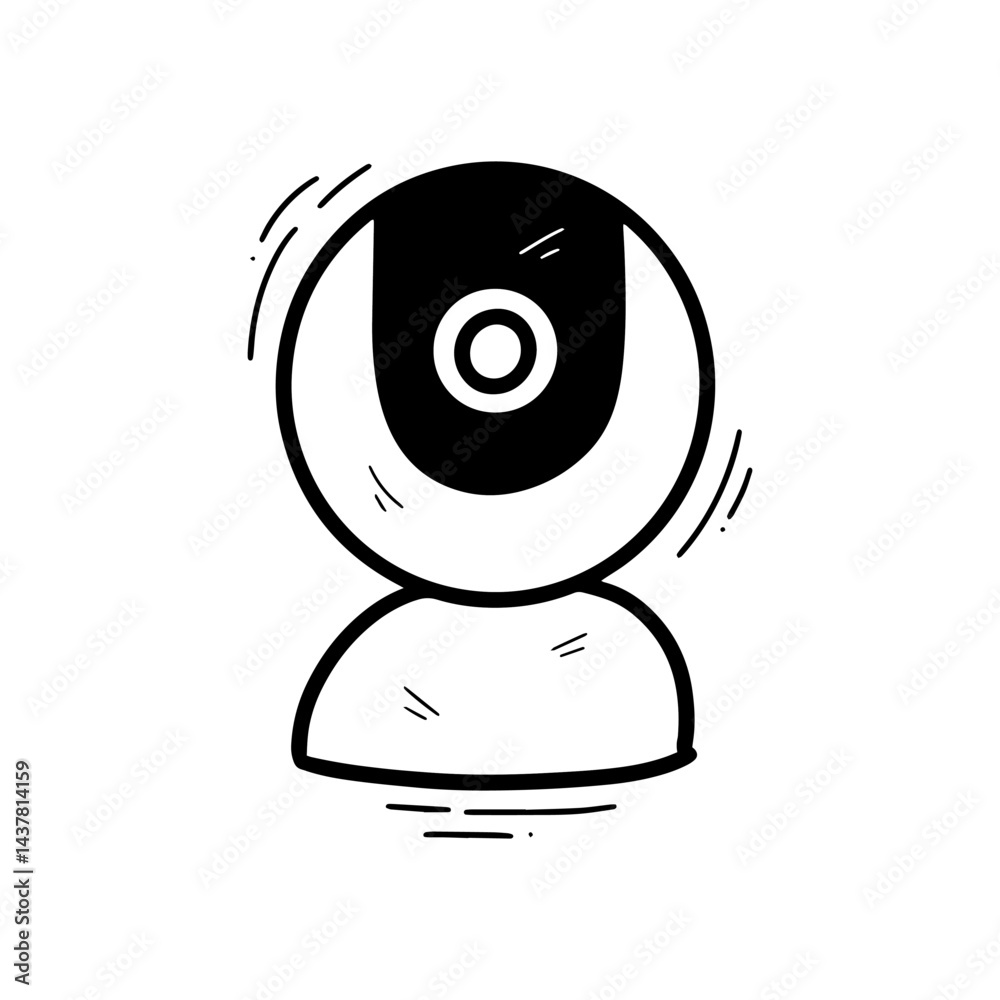 Obraz premium Hand Drawn Security Camera Illustration. Doodle Vector. Isolated on White Background - EPS 10 Vector