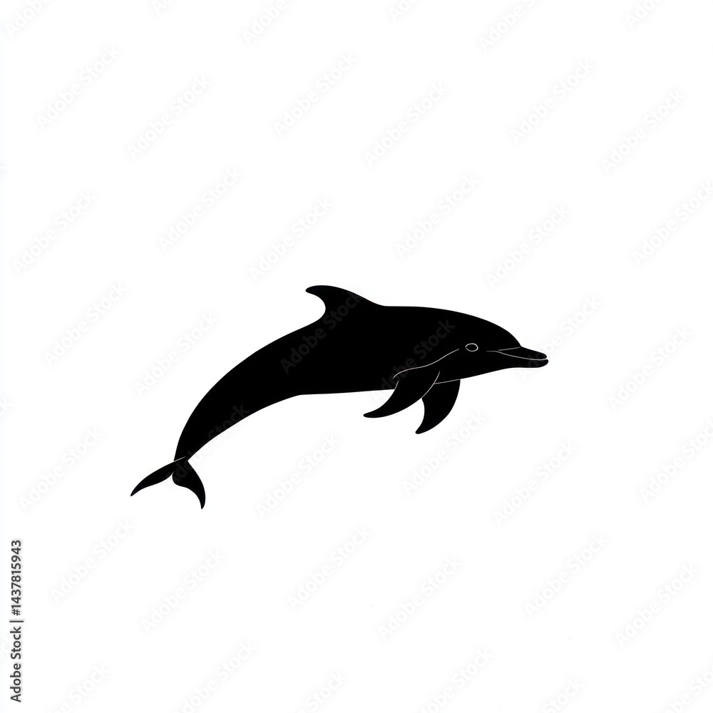 Fototapeta premium Dolphin leaping, ocean background, marine wildlife, nature illustration