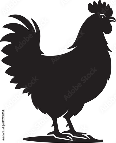 hen vector silhouette on yellow background