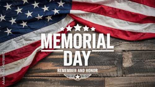 American Flag Memorial Day Tribute Wooden Background Patriotic USA Celebration