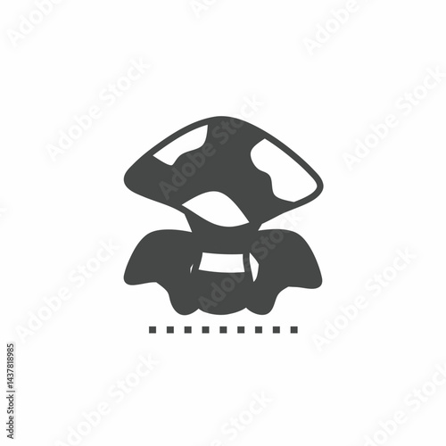 Vector icon template. Black and white mushroom icon design. Stock vector template.