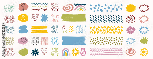 pastel abstract cute color shape aesthetics collection. geometric mephis style elements for girl set. Colorful childish and nature shapes isolated on white background. 