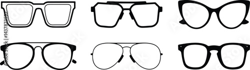Sunglasses summer set icon. Eyeglasses frame icon set. variety of trendy frame on transparent background.
