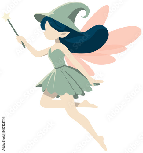 Sprite Fairy with Magin Wand Illustration.